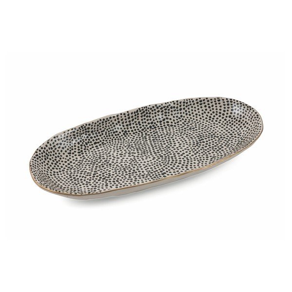 Melns ovāls keramikas šķīvis Villa d'Este Masai, garums 39 cm-image-1