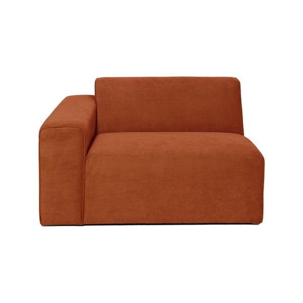 Oranžs velveta dīvāna gala modulis Scandic Sting, 124 cm, kreisais stūris