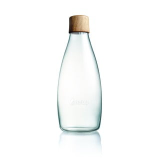 Stikla pudele ar koka vāku ar mūža garantiju ReTap, 800 ml