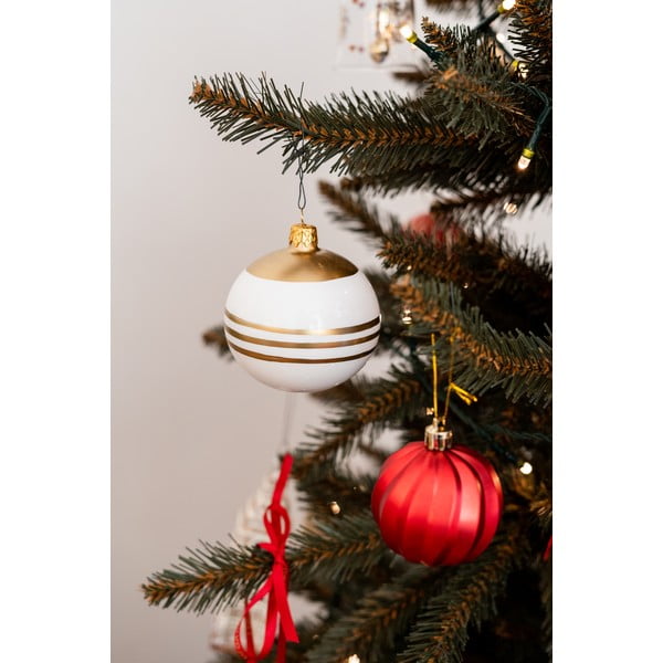 3 stikla rotājumu komplekts baltā un zelta krāsā Ego Dekor-image-1