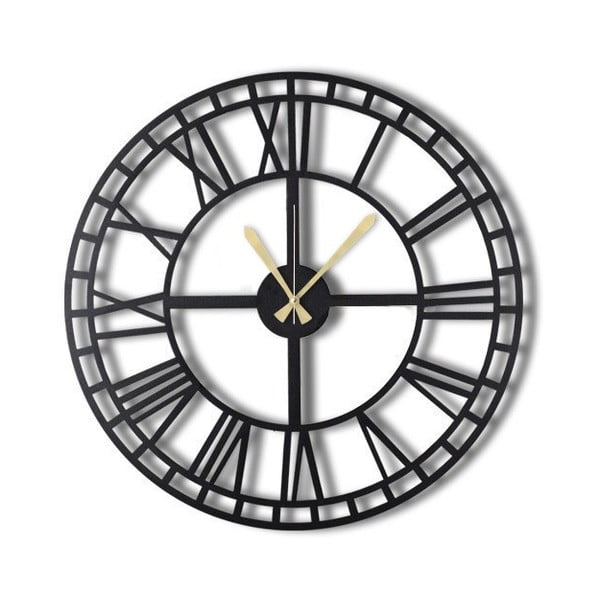 Melns sienas pulkstenis Greece, ø 50 cm