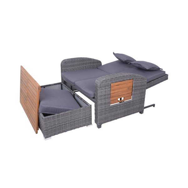 Pelēks mākslīgās rotangpalmas dārza dīvāns Bari – Garden Pleasure-image-3