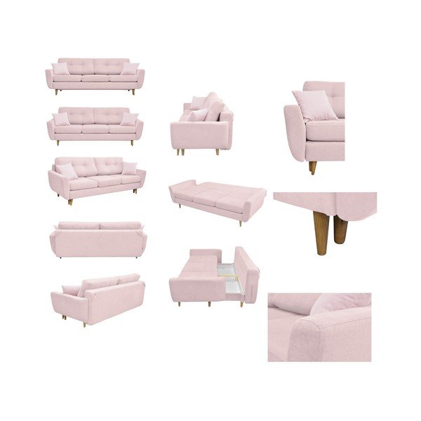 Rozā dīvāns ar gaišām kājām Mazzini Sofas Rose-image-1