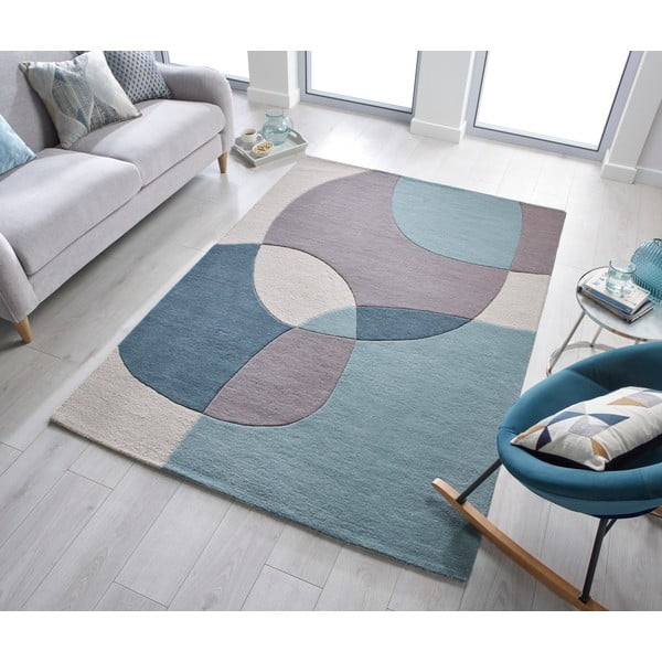 Zils/bēšs vilnas paklājs 170x120 cm Glow – Flair Rugs-image-1