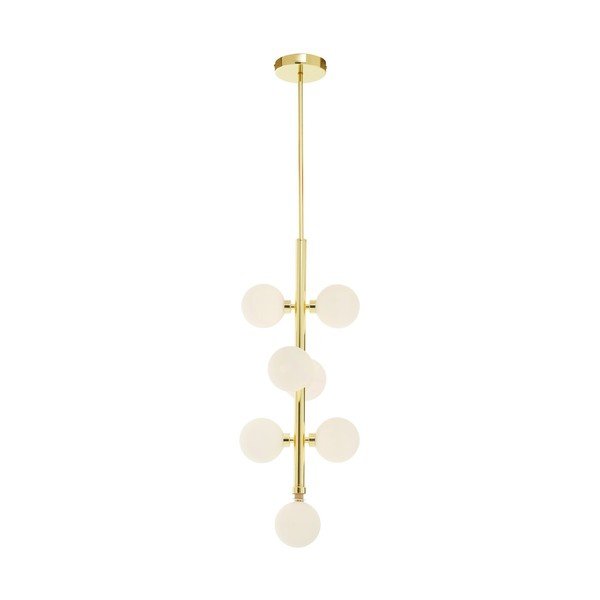 Balta/zelta krāsas metāla piekaramā lampa ar stikla abažūru ø 27 cm Trieste – Premier Housewares-image-3