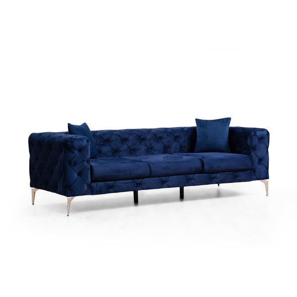 Tumši zils samta dīvāns 237 cm Como – Artie