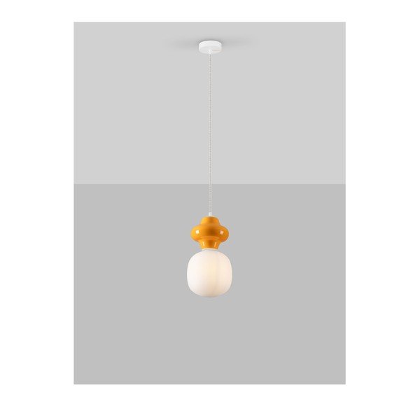 Balta/oranža keramikas piekaramā lampa ar stikla abažūru ø 18 cm Clio – Nova Luce-image-4