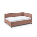 Rozā polsterēta stūra bērnu gulta ar veļas kasti ar redelēm 140x200 cm Fun – Meise Möbel