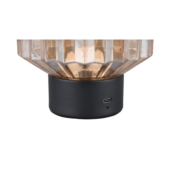 Melna/bēša LED galda lampa ar regulējamu spilgtumu un stikla abažūru (augstums 19,5 cm) Lord – Trio-image-4