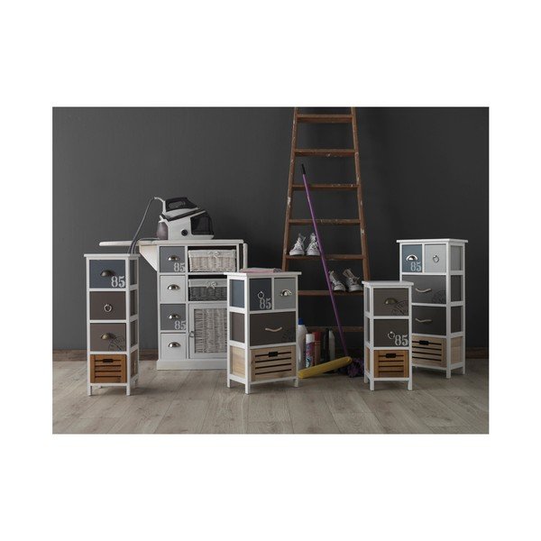 Balta kumode ar gludināmo dēli un 2 pītajiem groziņiem Geese Home-image-1