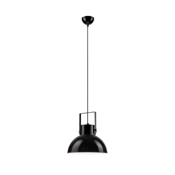 Spīdīgi melna piekaramā lampa ar stikla abažūru ø 30 cm Kira – LAMKUR