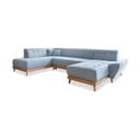 Gaiši zils izlaižams U-veida dīvāns ar glabāšanas vietu Miuform Dazzling Daisy, kreisais stūris