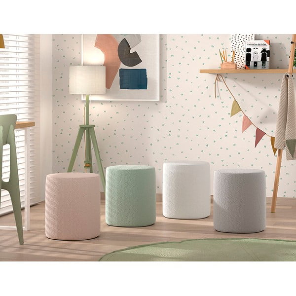 Gaiši pelēks bērnu pufs no buklē auduma MOON – Vipack-image-2