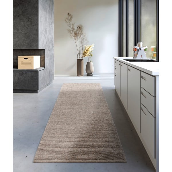 Gaiši brūns ar rokām darināts vilnas celiņa paklājs 80x200 cm Francois – Villeroy&Boch-image-1