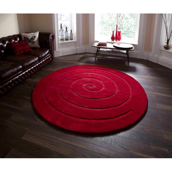 Rubīna sarkans vilnas paklājs Think Rugs Spiral, ⌀ 180 cm-image-1