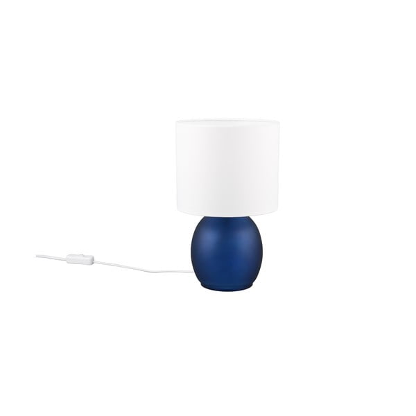 Balta/zila galda lampa ar auduma abažūru (augstums 29 cm) Vela – Trio