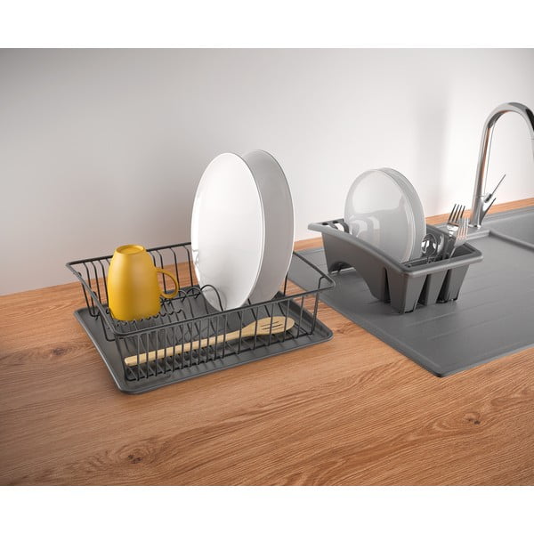 Antracīta pelēks nerūsējošā tērauda trauku žāvētājs Metaltex Aquatexplus Lava-image-4