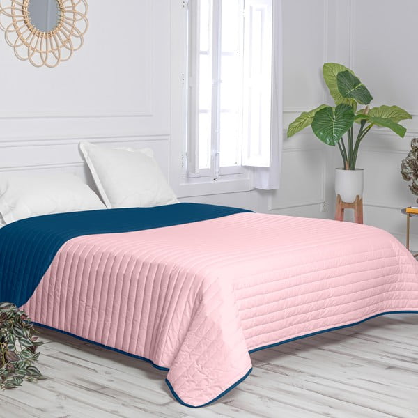 Zils/rozā kokvilnas stepēts gultas pārklājs 240x260 cm Dash – Happy Friday