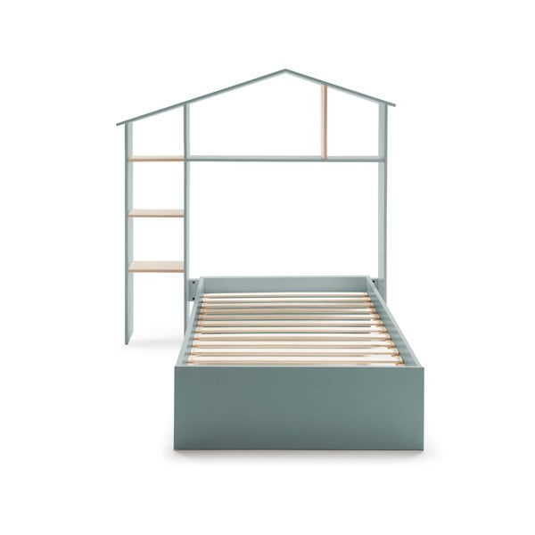 Zili zaļa bērnu gulta ar plauktiem 90 x 190 cm Maria – Marckeric