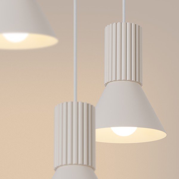 Bēša metāla piekaramā lampa ø 30 cm Niru – Sollux-image-4