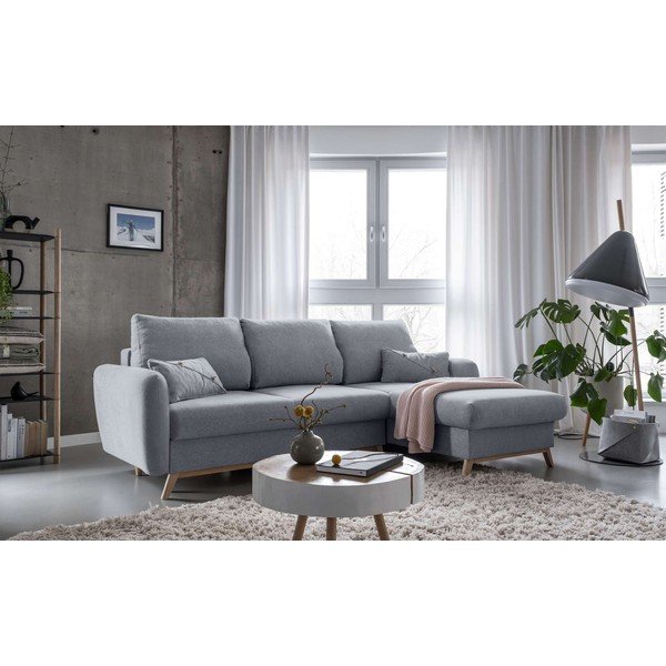 Gaiši pelēks izlaižams stūra dīvāns Miuform Scandic Lagom, labais stūris-image-3