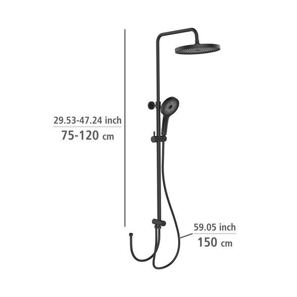 Melns nerūsējošā tērauda dušas komplekts 120cm Soft Water – Wenko-image-2