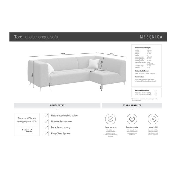 Tumši pelēks stūra dīvāns MESONICA Toro, kreisais stūris-image-4