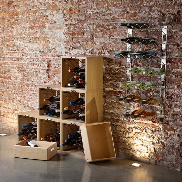 Dabīga toņa vīna plaukts ar oškoka imitāciju 12 pudelēm 36,5x36x29 cm Macon – Compactor-image-1