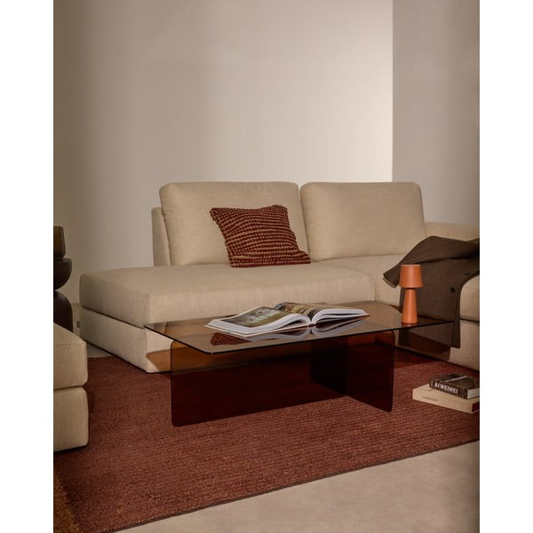 Brūns stikla žurnālgaldiņš 60x120 cm Zaren – Kave Home-image-1