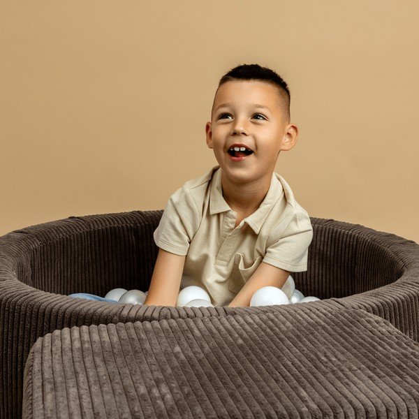 Brūns velveta bumbu baseins ø 90x30 cm Montessori – Meowbaby-image-3