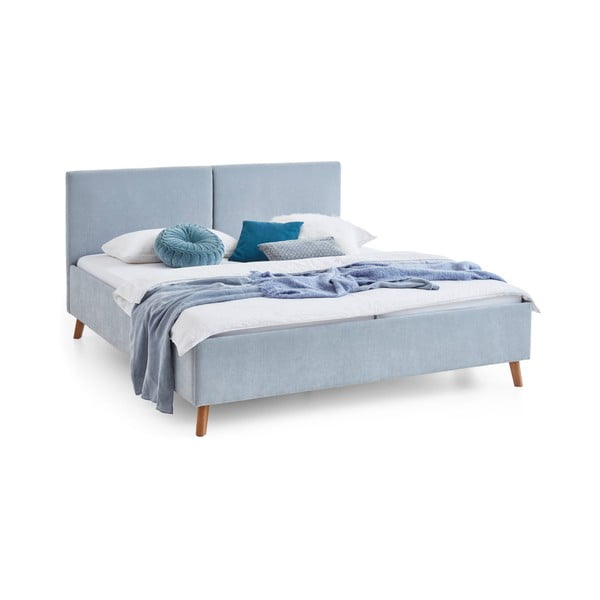 Gaiši zila polsterēta divvietīga gulta ar redelēm 180x200 cm Piano – Meise Möbel-image-3