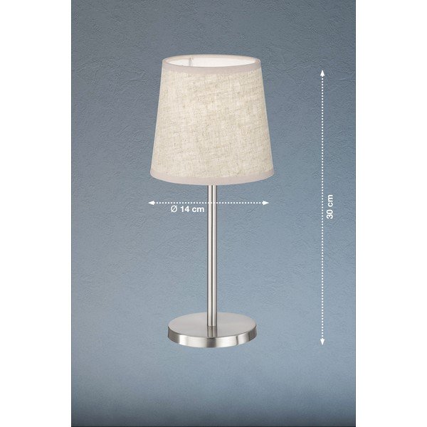 Bēša/sudraba krāsas galda lampa ar auduma abažūru (augstums 30 cm) Eve – Fischer & Honsel-image-2