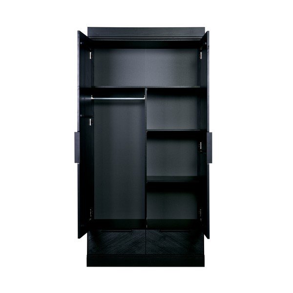 Melns koka drēbju skapis WOOOD Herringbone, augstums 195 cm-image-2