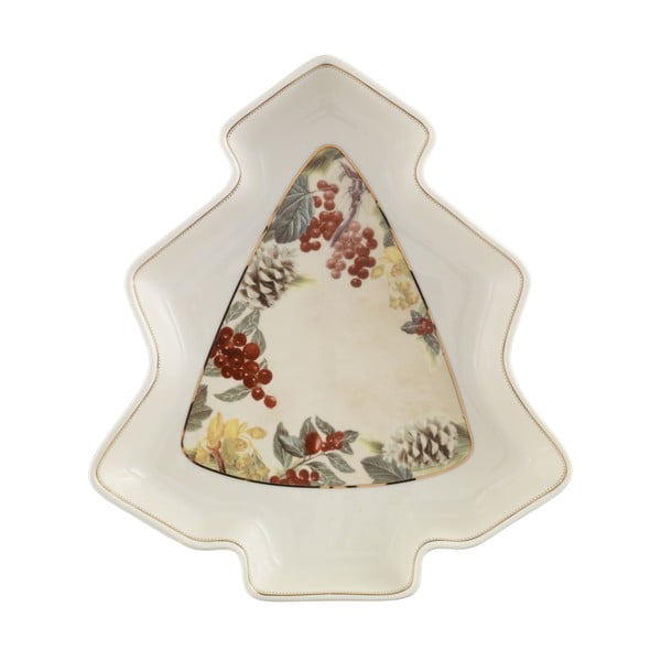Porcelāna servēšanas šķīvis eglītes formā Brandani Sottobosco, garums 23,5 cm