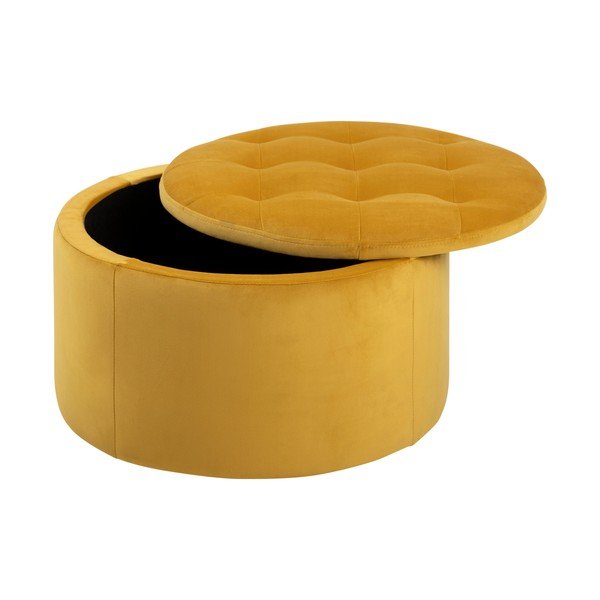 Dzeltens samta pufs Actona Retina, ⌀ 60 cm-image-4