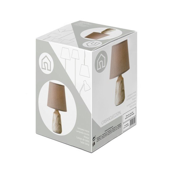 Bēša keramikas galda lampa ar auduma abažūru (augstums 28 cm) – Casa Selección-image-4
