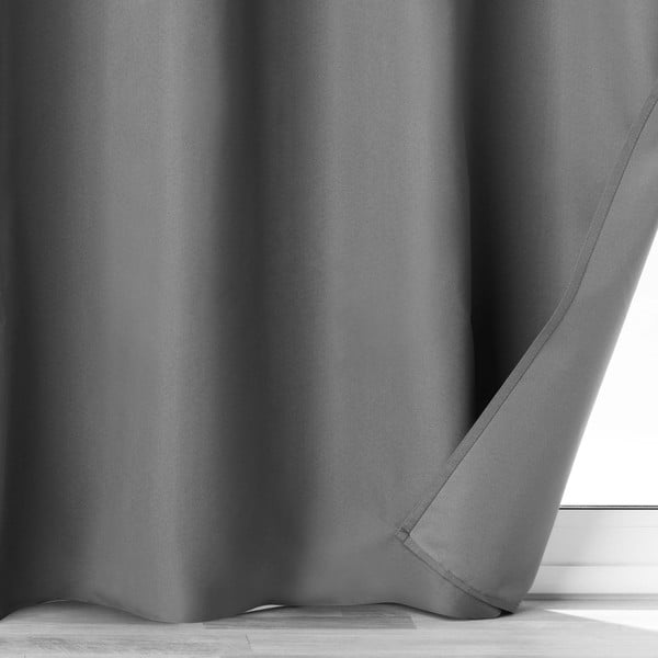 Antracīta pelēks mikrošķiedras gaismu necaurlaidīgs aizkars 140x260 cm Obscure – douceur d'intérieur-image-2