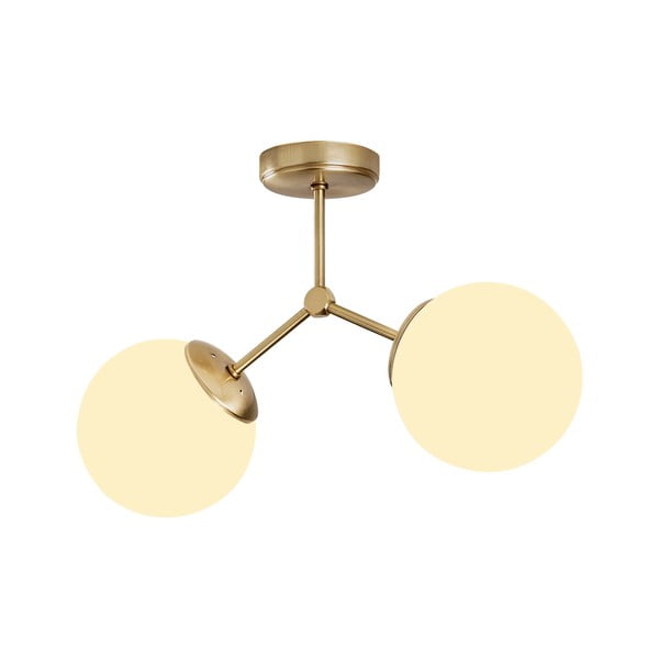 Balta/misiņa krāsas griestu lampa ar stikla abažūru 15x44 cm Damar – Opviq lights-image-2