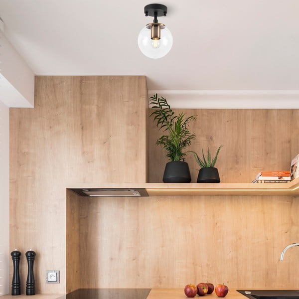 Melna griestu lampa ar stikla abažūru ø 15 cm Atmaca – Opviq lights-image-3