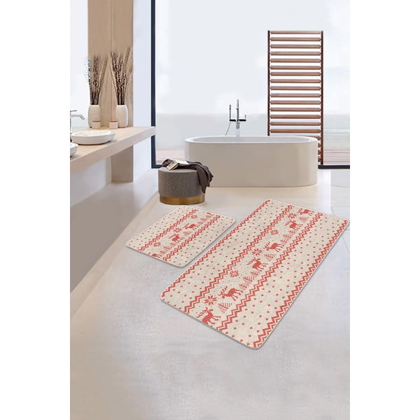 Sarkani/bēši vannas istabas paklājiņi (2 gab.) 60x100 cm – Mila Home-image-2