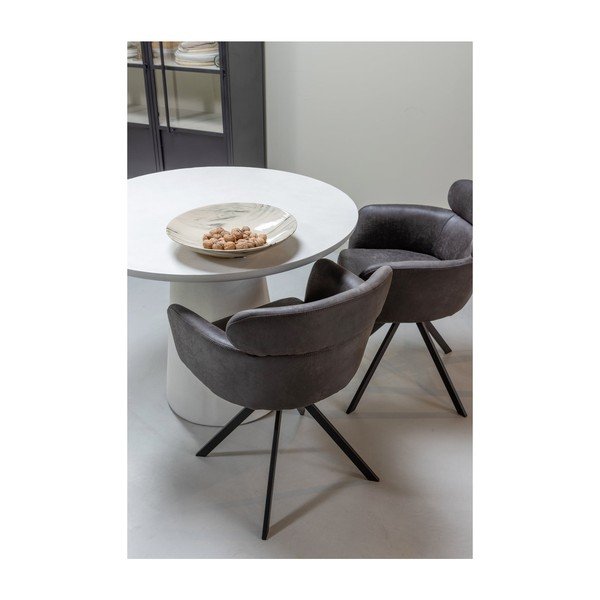 Tumši brūns polsterēts ēdamistabas krēsls ar roku balstiem Fenne – WOOOD-image-1