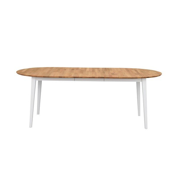Ovāls ozolkoka izvelkamais ēdamgalds ar baltām kājām Rowico Filippa, 170 x 105 cm-image-3
