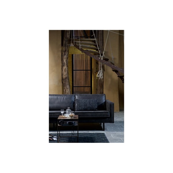 Melns dīvāns no ādas imitācijas 190 cm Rodeo – WOOOD-image-3