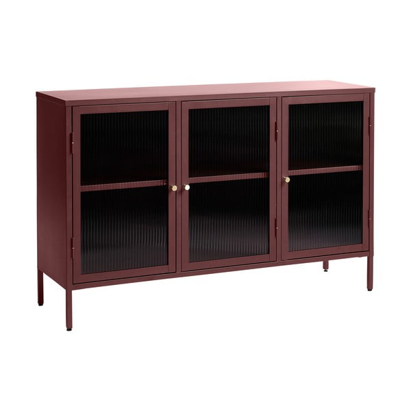 Sarkana metāla vitrīna 132x85 cm Bronco – Unique Furniture-image-3