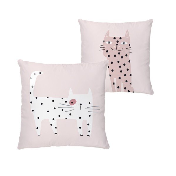 Bērnu spilvens no kokvilnas satīna 45x45 cm Meow Meow – Butter Kings