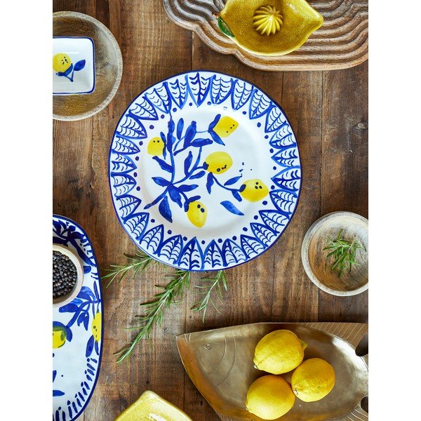 Balts/zils servēšanas akmensmasas šķīvis ø 27 cm Maxima – Bloomingville-image-2