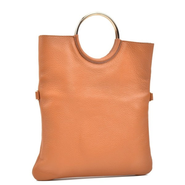 Konjaka krāsas brūna ādas somiņa Luisa Vannini Pergon Cross-image-1