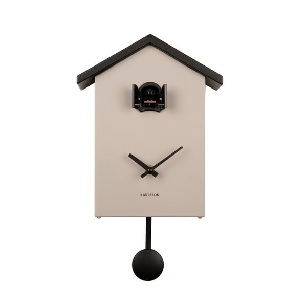 Melns ar bēšu svārsta pulkstenis Karlsson Cuckoo, 25 x 20 cm