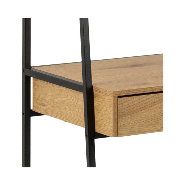 Melns grāmatplaukts ar ozolkoka imitāciju 77x175 cm Seaford – Actona-image-4