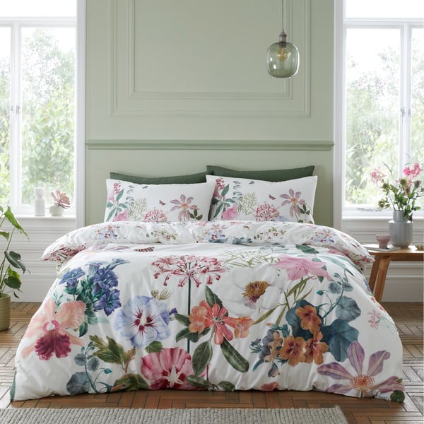 Balta/rozā vienguļamā kokvilnas gultas veļa 135x200 cm Exotic Garden – RHS
